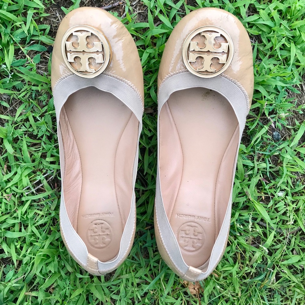 Tory Burch Caroline flats 9M nude patent leather